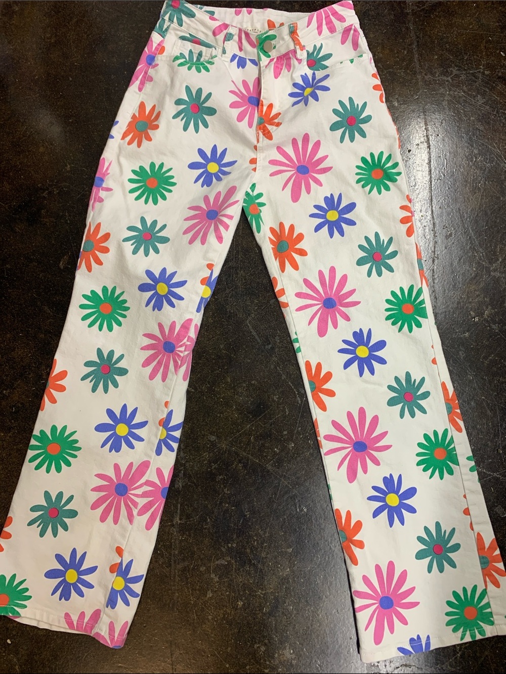 Girls' White Floral Daisy Print Pajama Pants